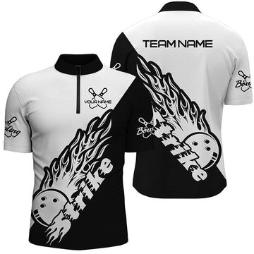 Men's Custom Bowling Team Shirts - Black & White I5170