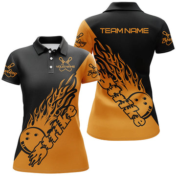 Women's Custom Orange Bowling Team Shirts I5171