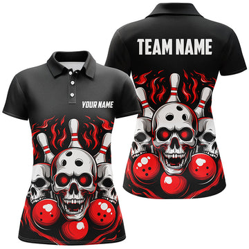 Custom Red Skull Flame Bowling Jerseys for Women I5840