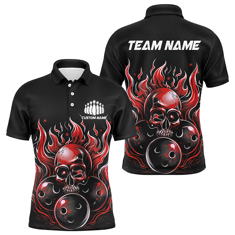 Custom Multi-Colour Flaming Skull Bowling Shirts for Men & Women I6581