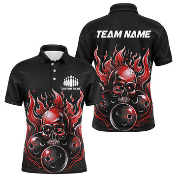 Custom Multi-Colour Flaming Skull Bowling Shirts for Men & Women I6581