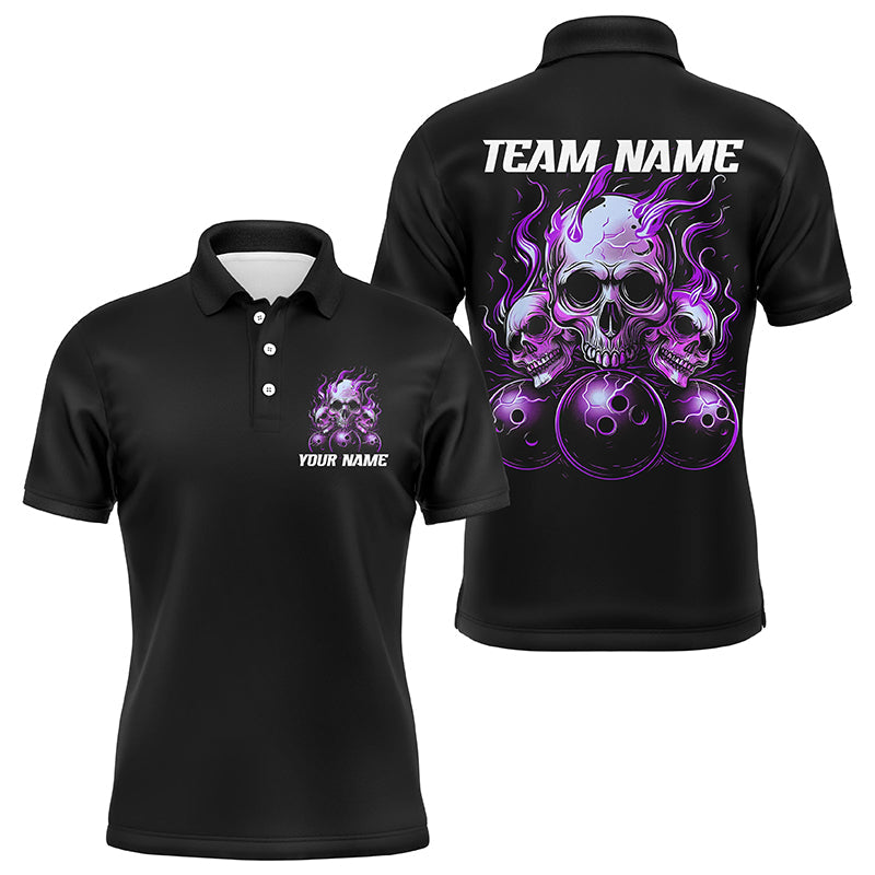 Custom Multi-Colour Flame Skull Unisex Bowling Shirts I6582