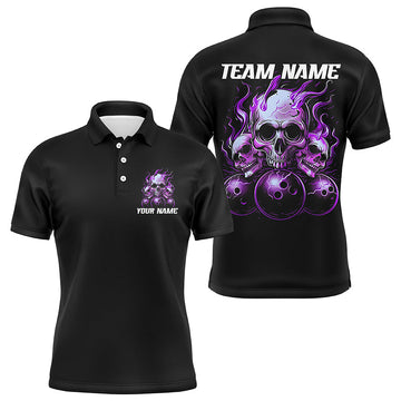 Custom Multi-Colour Flame Skull Unisex Bowling Shirts I6582