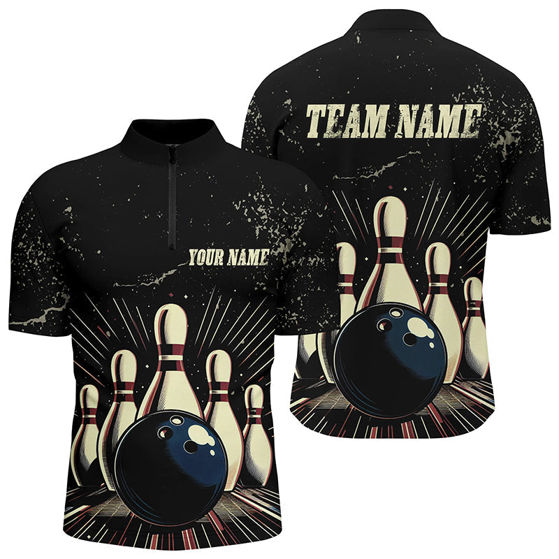 Men's Vintage Bowling Quarter Zip Shirt I5392