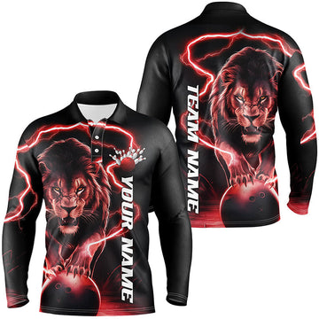 Red Lion Long Sleeve Bowling Shirt for Men i6776
