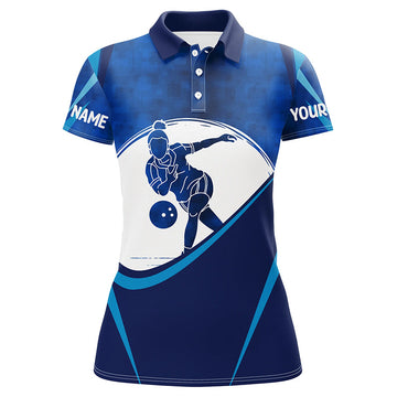 Personalised Women's Blue Bowling Jerseys I4201