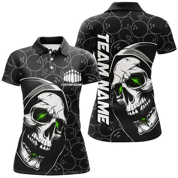 Personalised Green Skull Bowling Shirt for Women I7077