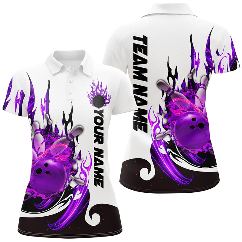 Women's Purple Flame Bowling Team Shirts I7084