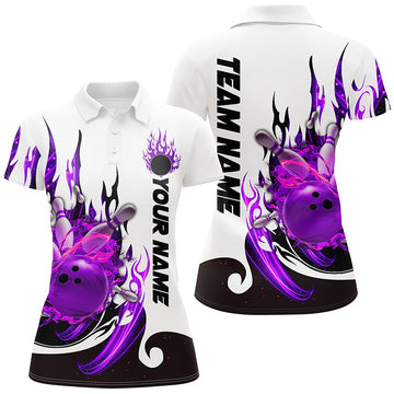 Women's Purple Flame Bowling Team Shirts I7084