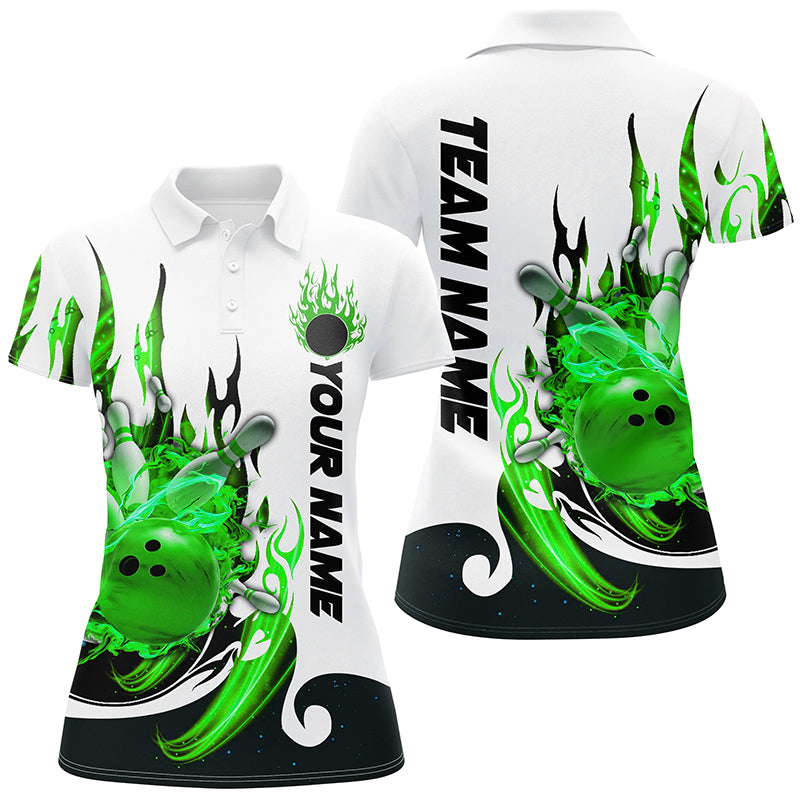 Women's Custom Blue Flame Bowling Shirts I7085
