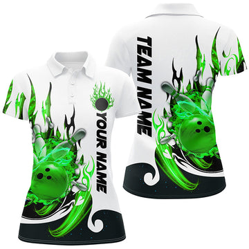 Women's Custom Blue Flame Bowling Shirts I7085