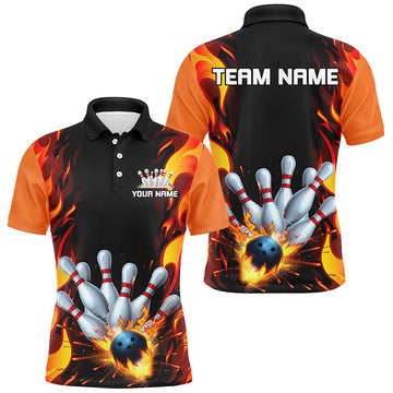 Personalised Flame Bowling Shirts for Men & Women, Multi-Colour Team Jerseys I6592