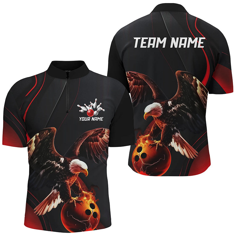 Red Flame Men's Bowling Shirt - Custom Eagle Team Gift I7111