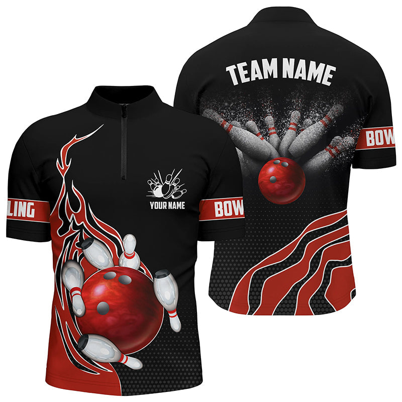 Red Flame Men's Bowling Polo Shirt - Custom Team Jersey I5216