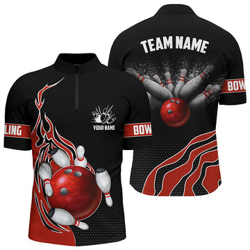 Red Flame Men's Bowling Polo Shirt - Custom Team Jersey I5216
