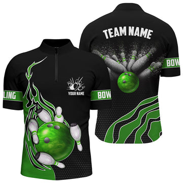 Green Flame Bowling Polo Shirt for Men I5218