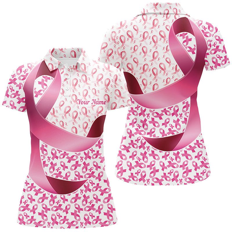 Women's Pink Ribbon Polo Shirt - Breast Cancer Awareness I7127