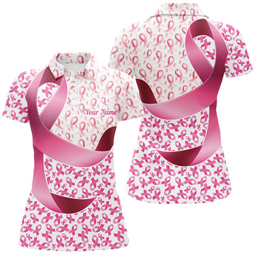 Women's Pink Ribbon Polo Shirt - Breast Cancer Awareness I7127
