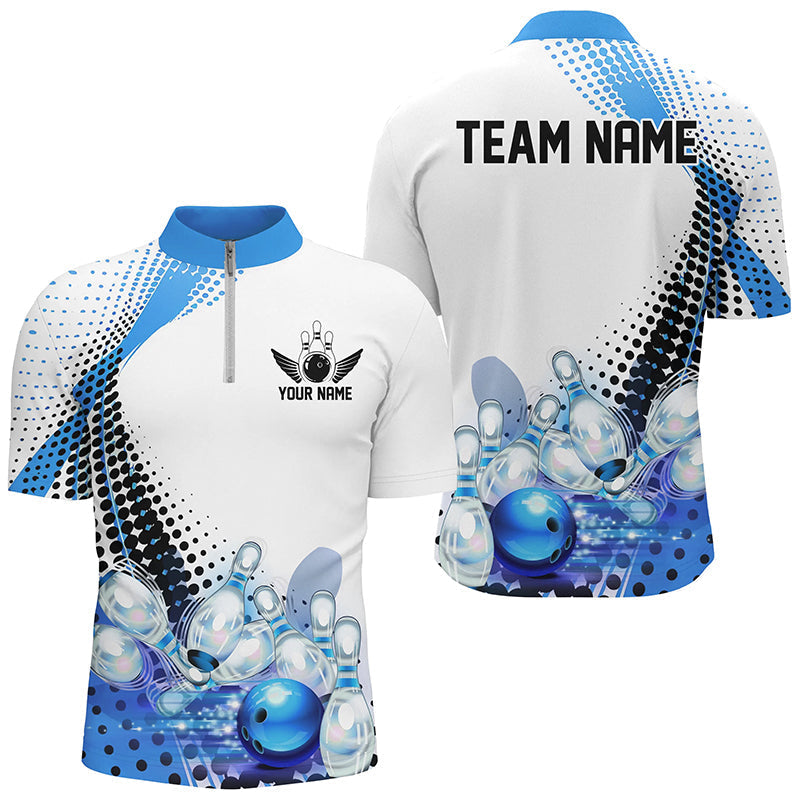 Blue Bowling Shirts for Men - Custom Team Uniforms I7130