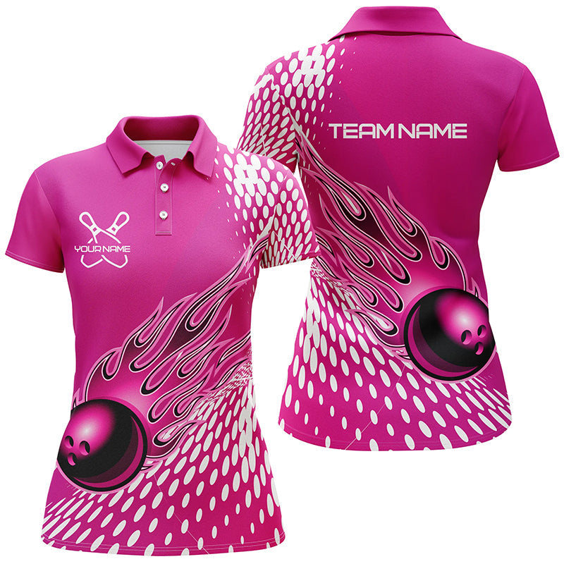 Custom Flame Bowling Shirt for Women I4978