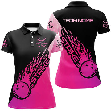 Pink Bowling Polo Shirt for Women - Custom Team Outfit I5239