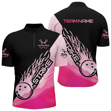 Men's Pink Bowling Polo Shirt - Custom Team Outfit I5241