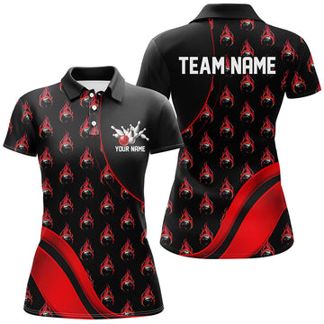 Personalised Red Flame Bowling Shirts for Women I6958