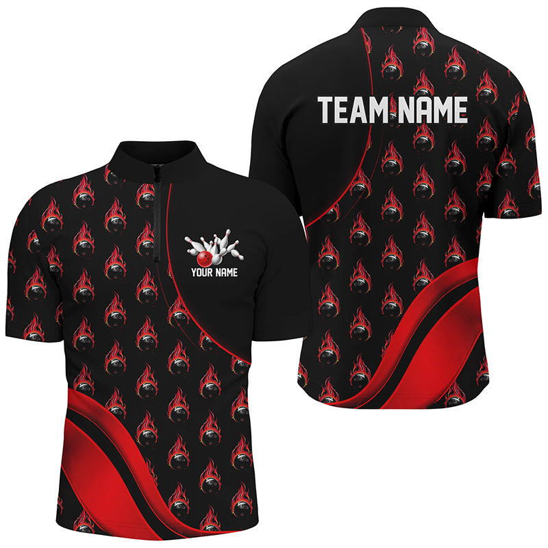 Personalised Red Flame Bowling Shirts for Men I6958