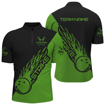 Custom Bowling Team Shirts - Black & Green I3978
