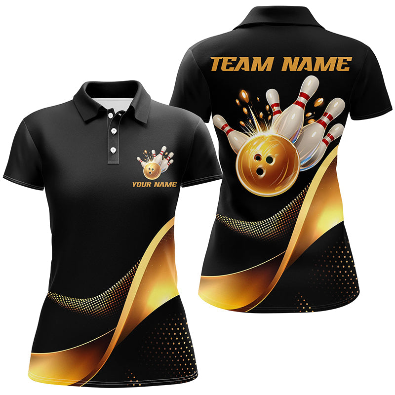 Black & Gold Bowling Team Custom Shirts I6615