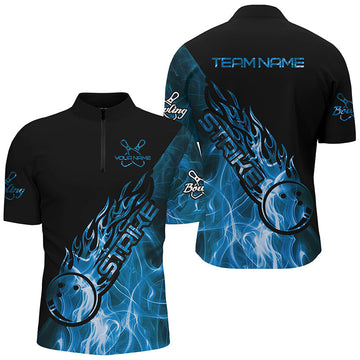 Men's Custom Blue Flame Bowling Shirts I7155
