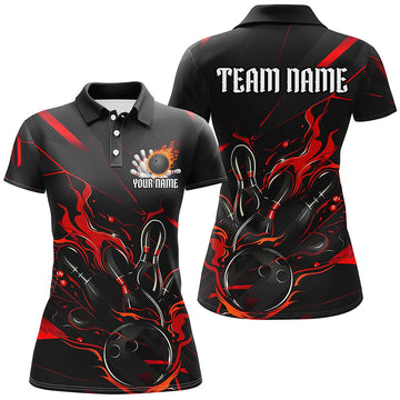 Women's Black & Red Custom Bowling Tournament Jerseys I7176