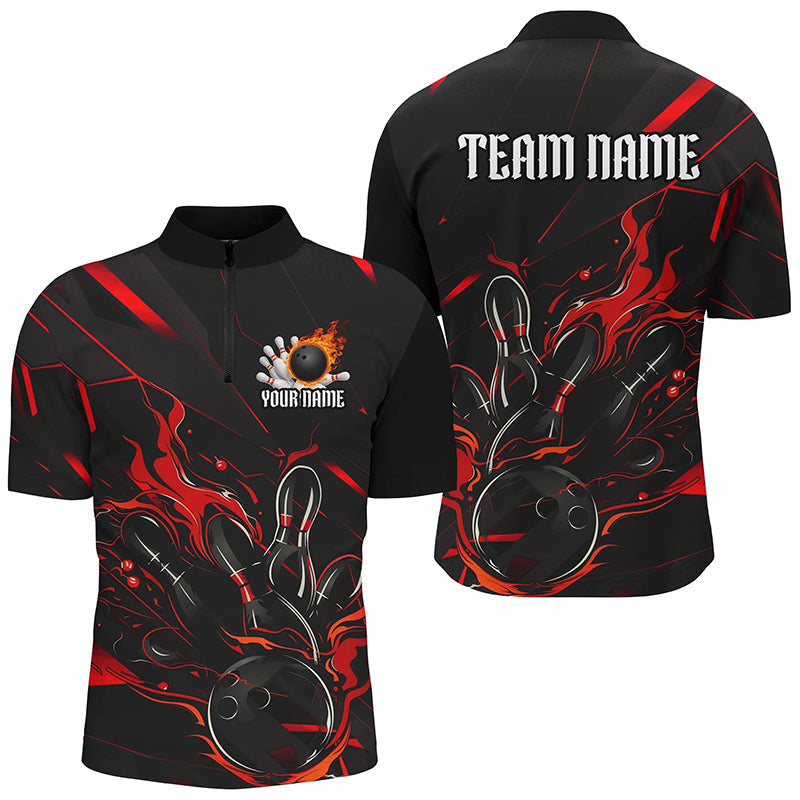 Black & Red Custom Bowling Jerseys for Men & Women I7176