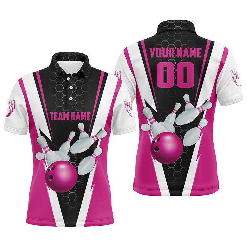 Pink Custom Bowling Polo Shirt for Men - Team Jersey with Name & Number I5282