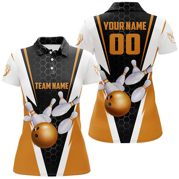 Women's Custom Orange Bowling Polo Shirts I5284