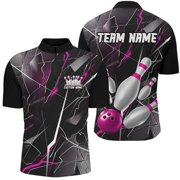 Custom Pink Thunder Bowling Jerseys for Men & Women I6468