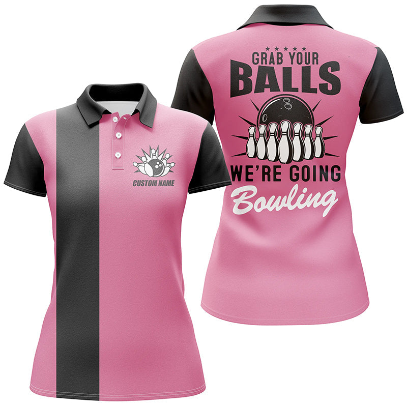 Pink Bowling Polo Shirt for Women I4012