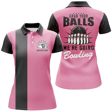 Pink Bowling Polo Shirt for Women I4012