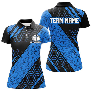 Custom Blue Bowling Jerseys for Women I6474
