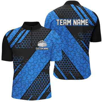 Custom Blue Bowling Team Jerseys for Men & Women I6474