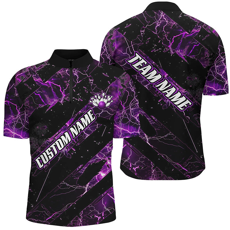 Custom Purple Thunder Bowling Team Shirts for Men and Women I6480