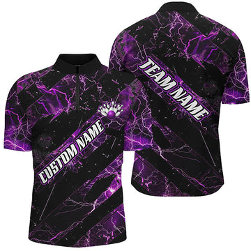 Custom Purple Thunder Bowling Team Shirts for Men and Women I6480