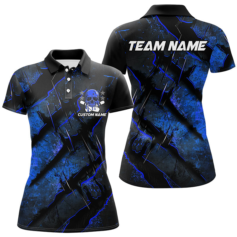Blue Skull Bowling Shirts for Women I6483