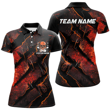 Orange Skull Bowling Shirts for Women I6484