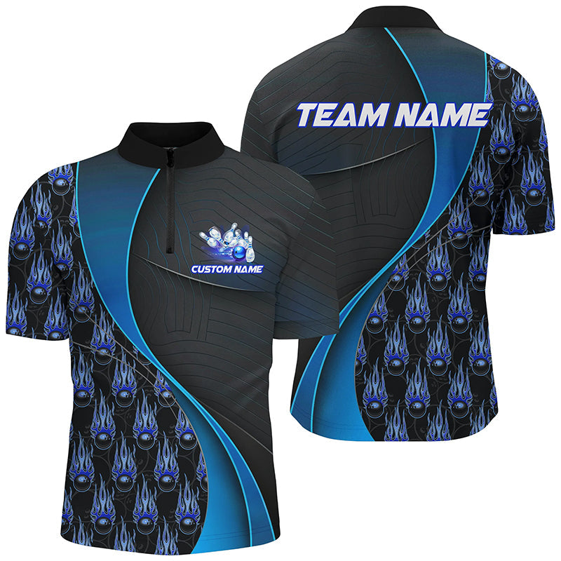 Custom Blue Bowling Shirts for Men & Women I6495