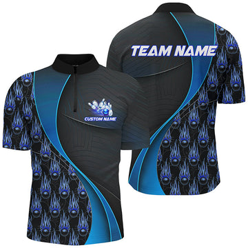 Custom Blue Bowling Shirts for Men & Women I6495