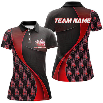 Red Custom Bowling Shirts for Women - Flame Pattern I6497
