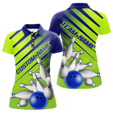 Blue & Green Women's Bowling Team Shirts - Custom Name I6189