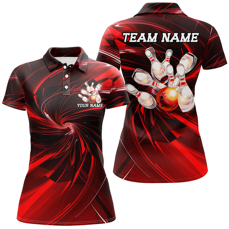 Ladies Red Bowling Team Shirts I7260