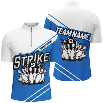 Blue Strike Bowling Shirts for Men & Women, Custom Team Jerseys I6691